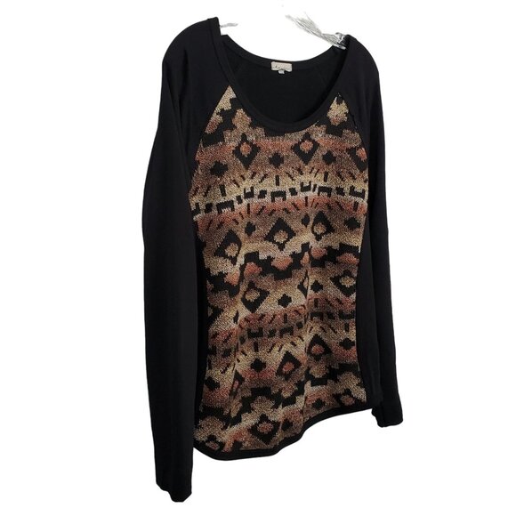 Mod o Doc Tops - Modo Doc XL Top Southwestern Desert Tribal Knit Front Pattern Casual Pullover